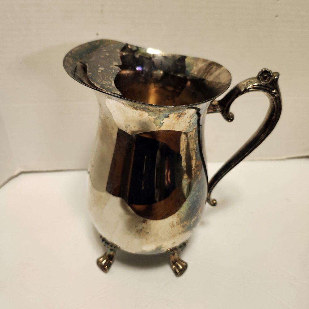 Vintage Silver Plated Copper Pitcher W/ice Guard