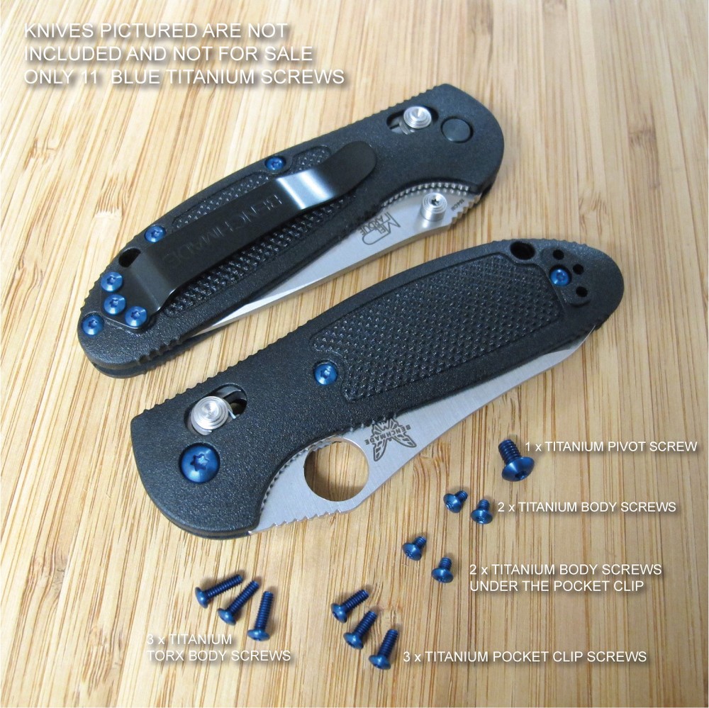 Benchmade 555 556 557 558 Mini Griptilian 11PC Replacement BLUE Titanium Screws