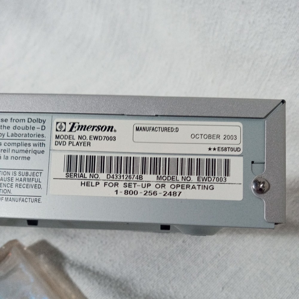 Emerson DVD Player EWD7003 👉No Remote👈