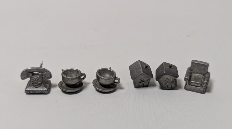 6 Vintage Pewter Push Pins Tacks