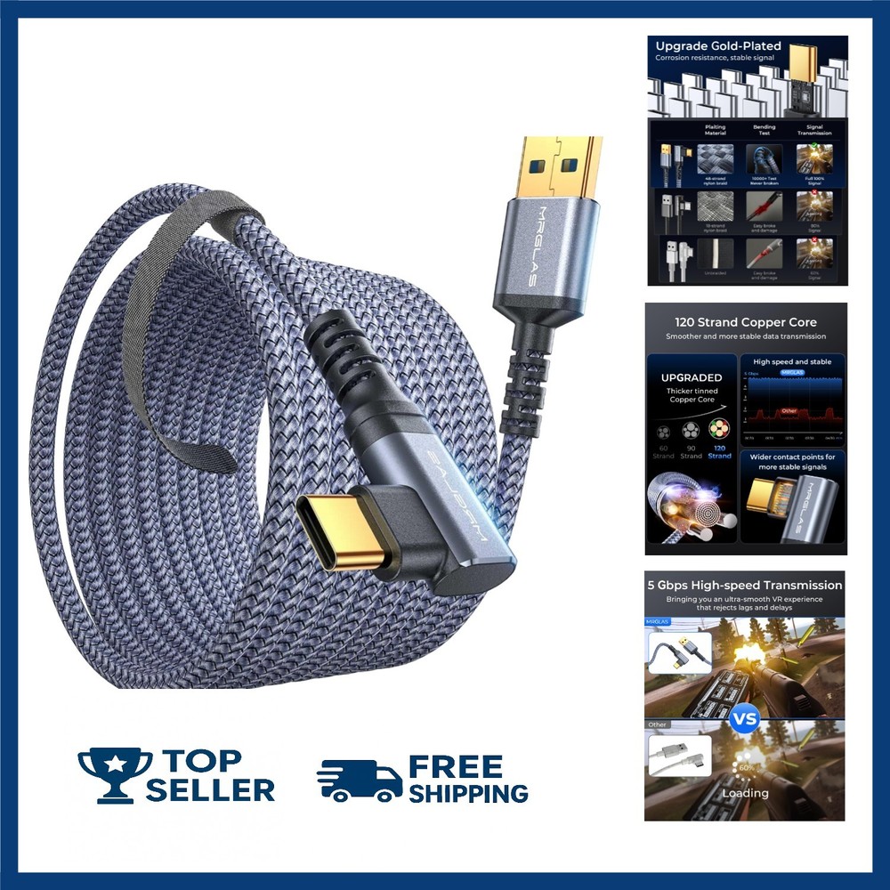 16 FT Link Cable Compatible with Oculus/Meta Quest 3/Quest 2/Pro Accessories ...