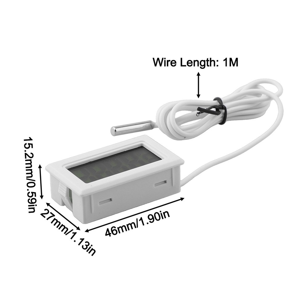 White Digital LCD Thermometer Set with Long Probe for Accurate Readings