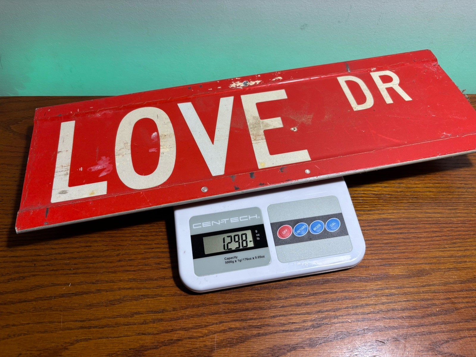 Vintage LOVE DR Retired Red City Town Drive Street Sign Authentic