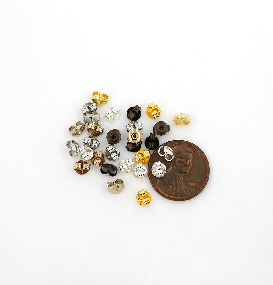 50 Earrings Backs Assorted Brass Butterfly Post Stopper Ear Nuts - FD271