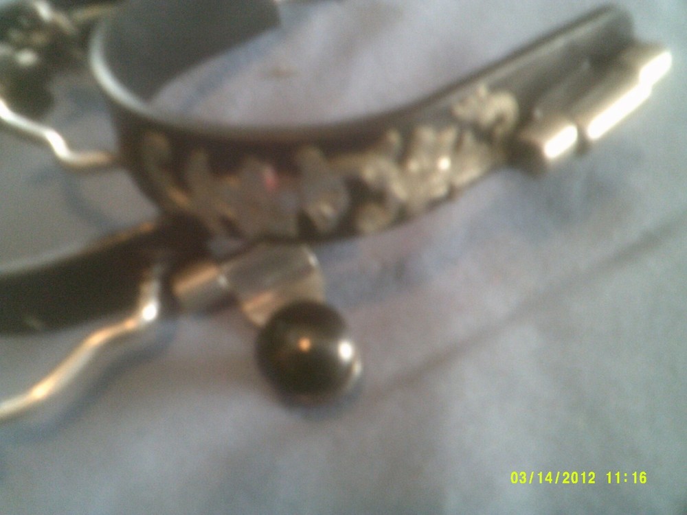 Spurs,Bumper Style with Rowel Floral Overlay Black