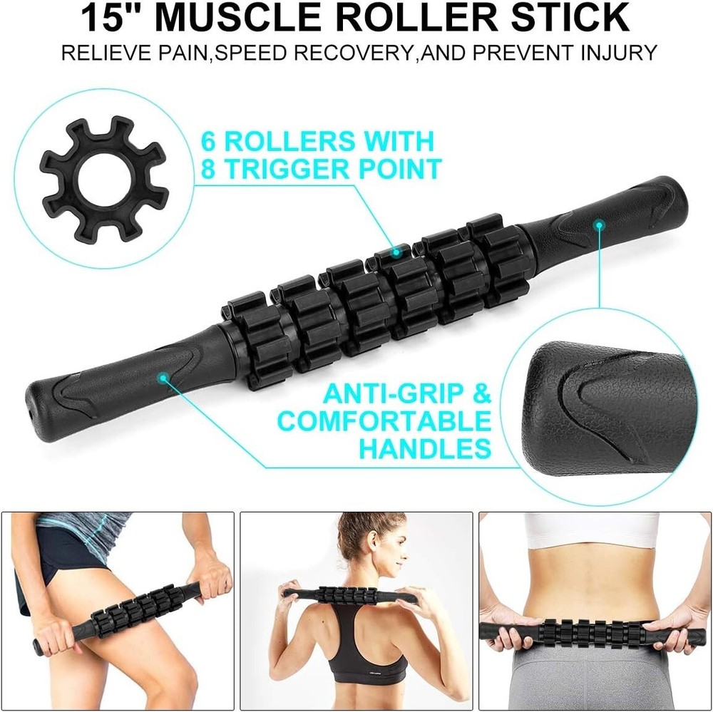 Comprehensive Foam Massage Therapy Kit: 12-Inch Roller, Fasciitis Ball & Strap