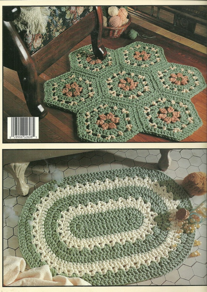 Throw Rugs CROCHET PATTERN LEAFLET Leisure Arts 2608 7 designs