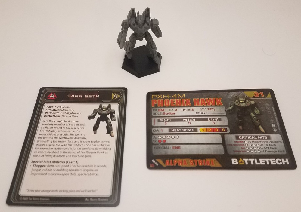 Battletech Alpha Strike - Phoenix Hawk *Mech & Cards*