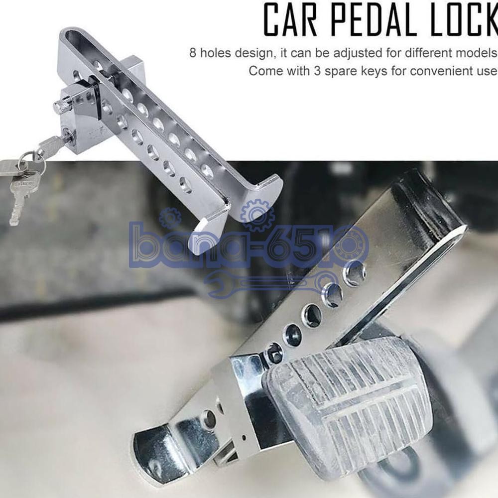 Stainless Steel Brake Pedal Lock Security Car Auto Clutch Lock Anti-theft 3Key