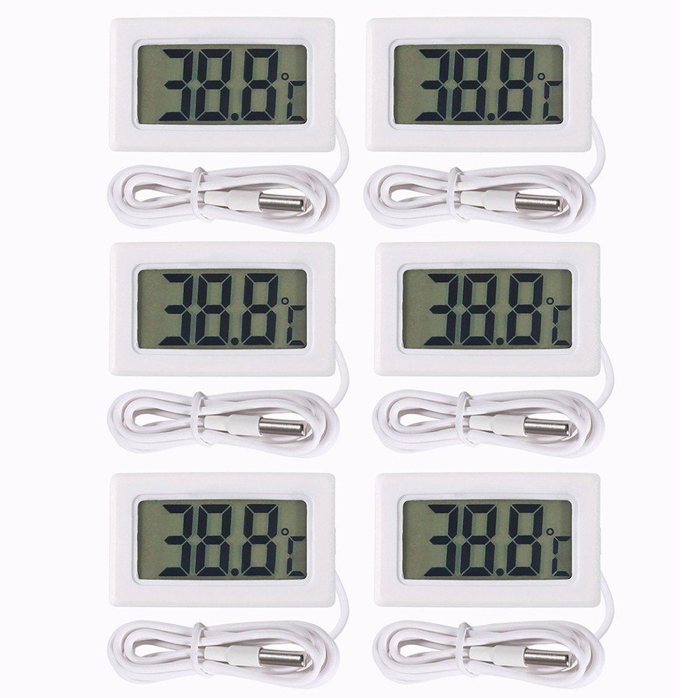 White Digital LCD Thermometer Set with Long Probe for Accurate Readings
