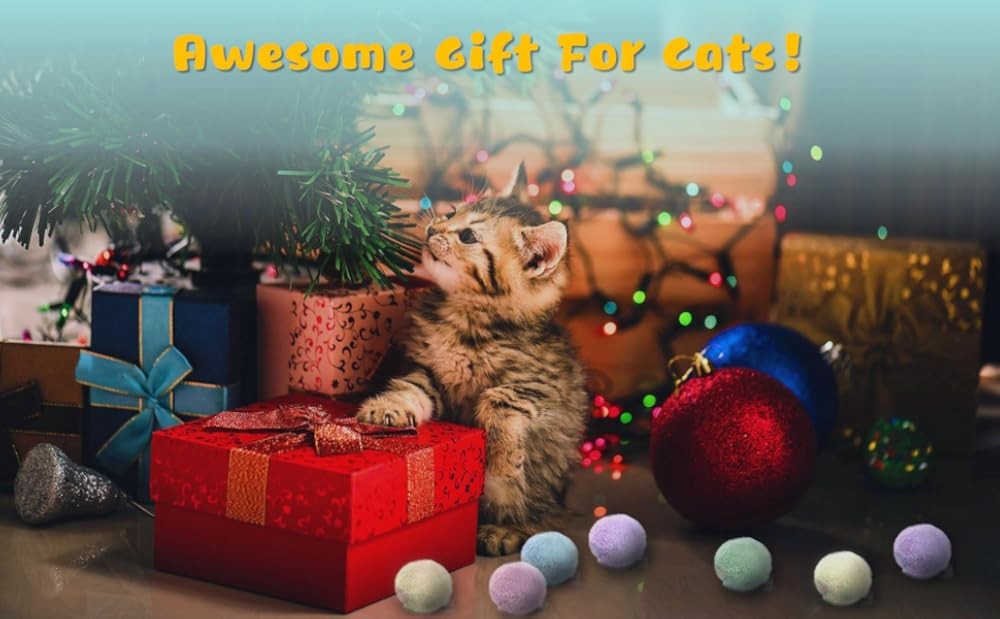 Premium Silent Cat Pom Pom Balls, Interactive Lightweight Assorted Colors