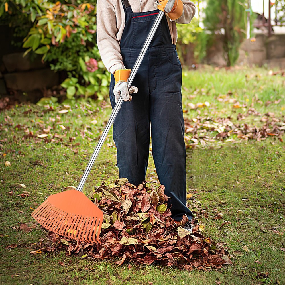 YEELOR Leaf Rake16.5 Wide Adjustable Handle Rake - Plastic Head, Yellow