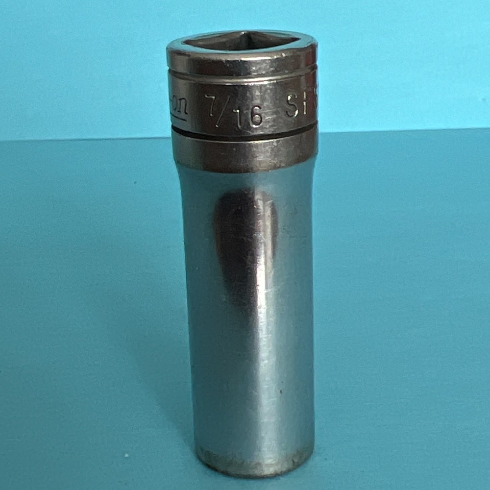 Snap-on SFS141 3/8" drive 7/16" 6-point deep chrome socket.