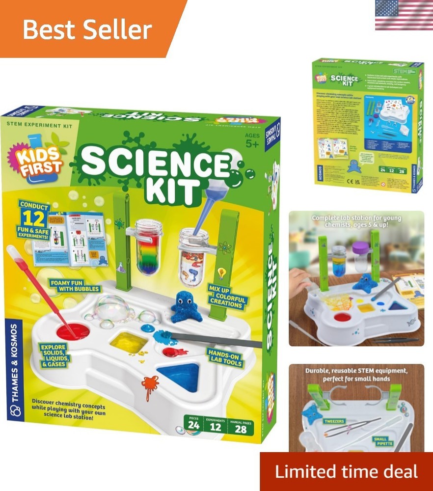 Kids First Science Kit – Safe STEM Lab with 20+ Tools & 12 Engaging Experiments