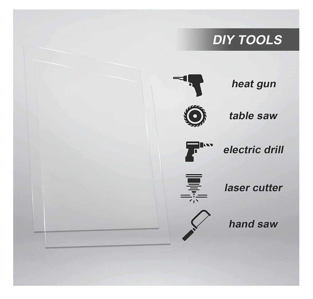 Clear Acrylic Plexiglass Plastic Sheet 1/8" x 24" x 48”