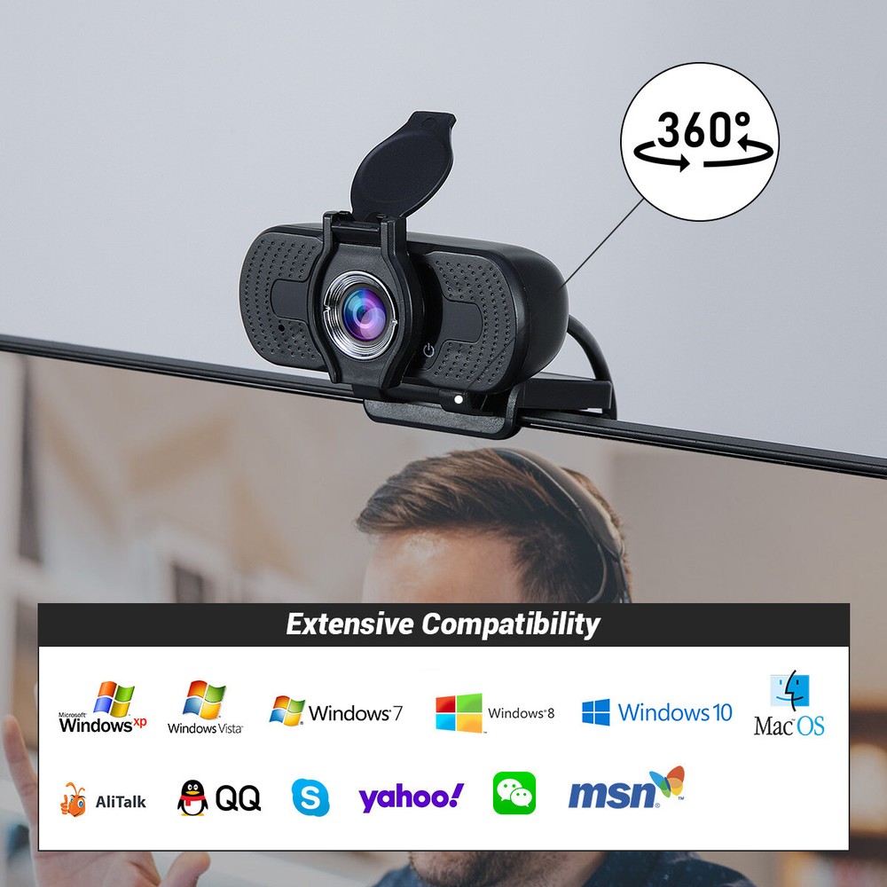 1080P Full HD USB Webcams for PC Desktop & Laptop Web Camera with Microphone