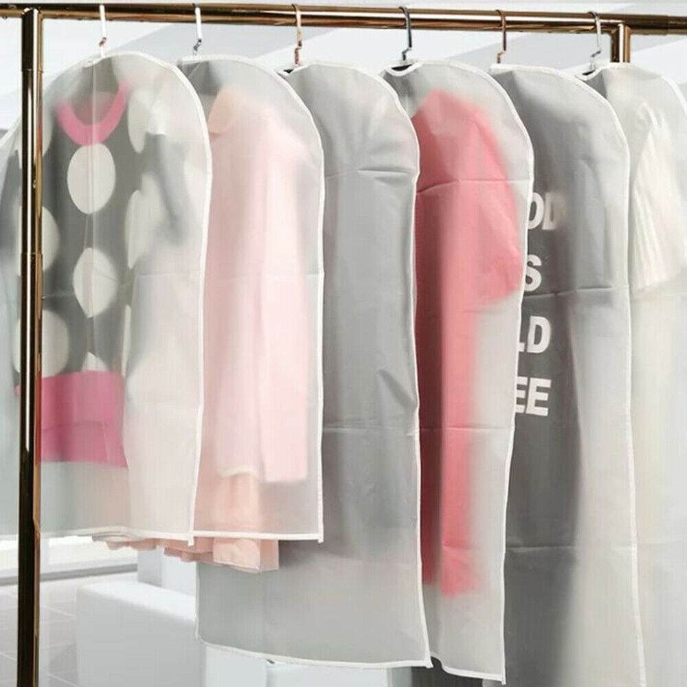 5pcs Clothes Coat Protect Garment Cover Bags Suit Storage Bags Zipper Dress NEW