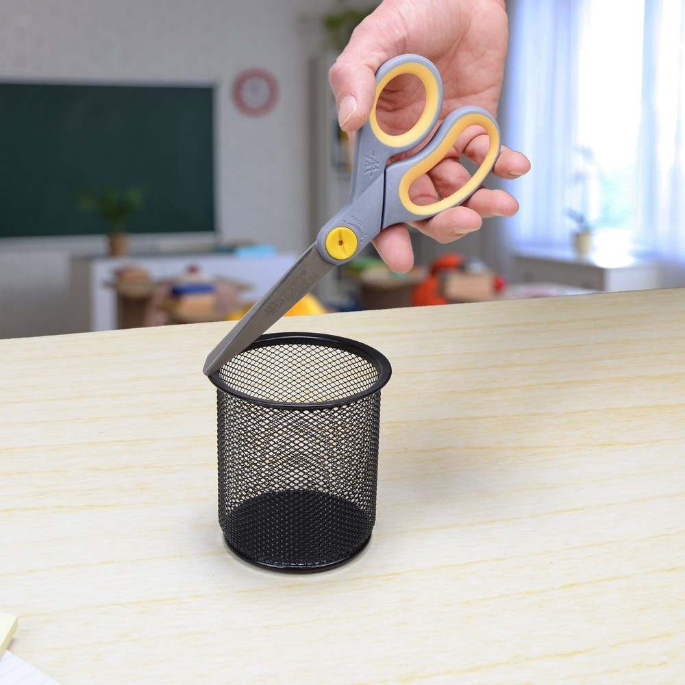 Westcott Titanium Bonded Adjustable Glide Scissors, 8", Grey & Yellow