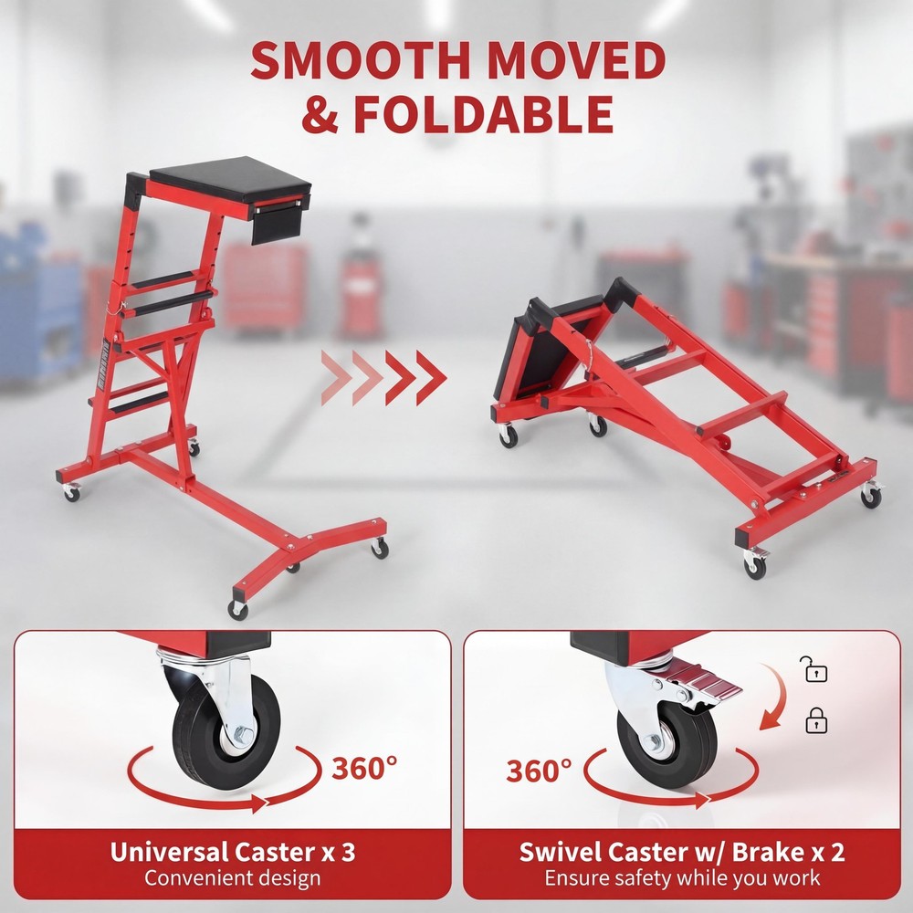 Rolling Topside Creeper for Engine Bay Work Adjustable Steel Shop Creeper 400lb