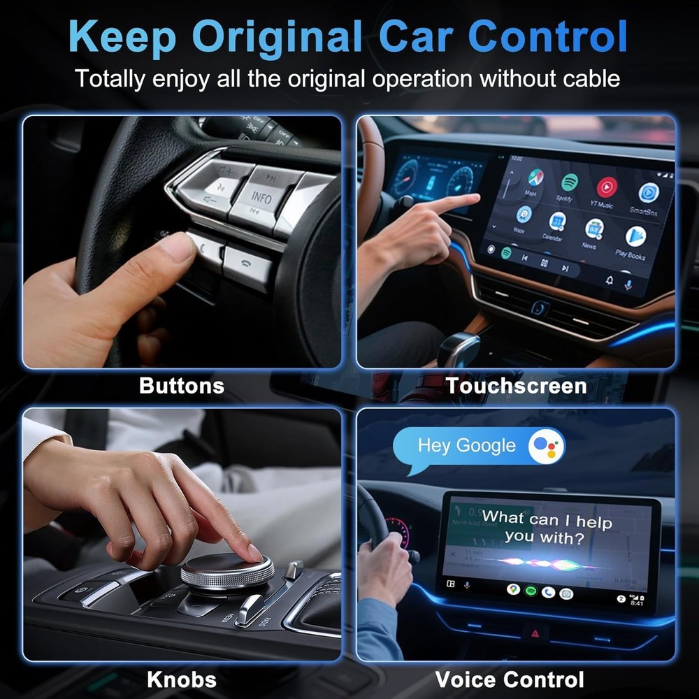 Wireless Android Auto Adapter Video Streaming YouTube TikTok Plug & Play