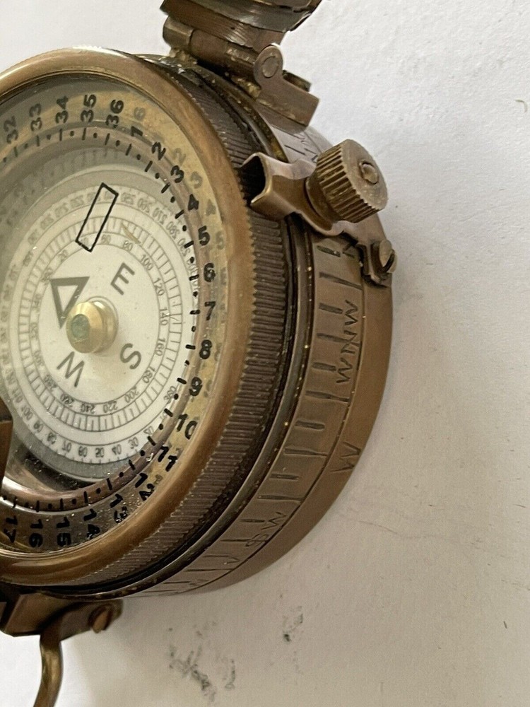 Solid Brass Engineer Survey Prismatic Compass With Leather Case