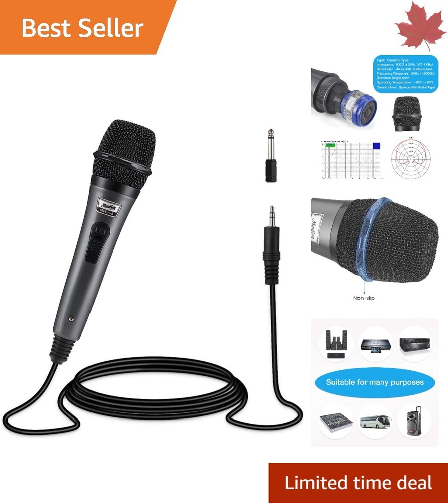 Dynamic Durable Microphone with XLR Cable - Singing/PA Speaker/Karaoke Machine