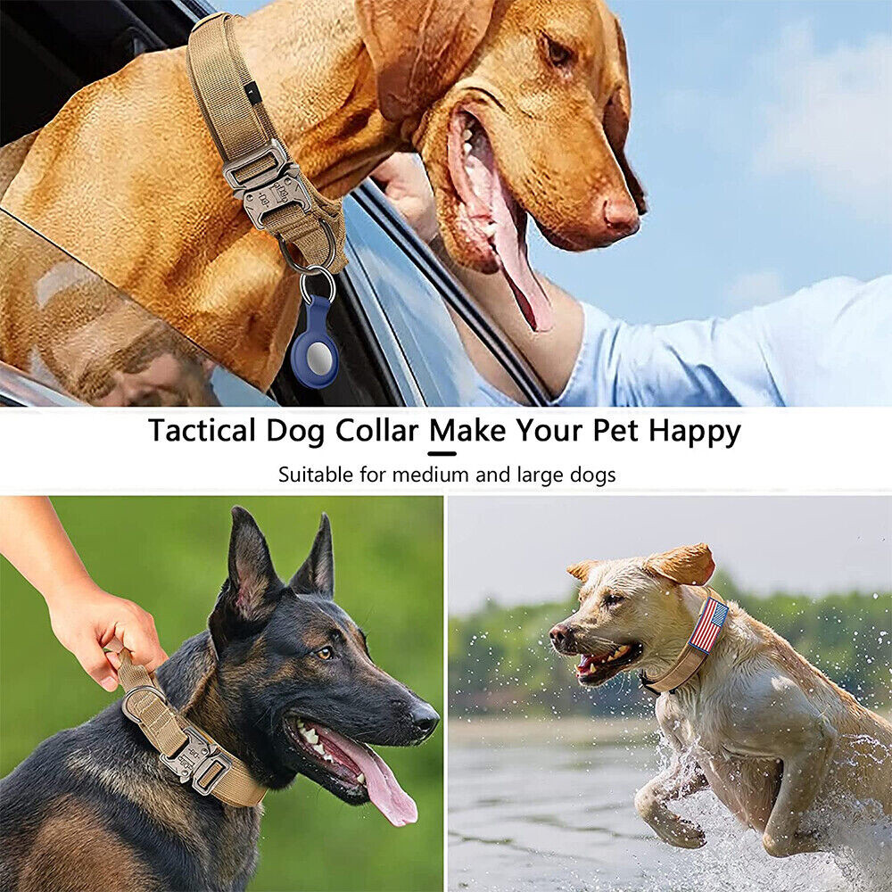 Tactical Dog Collar w/ Handle +Leash Heavy Duty Military Service Canine Training