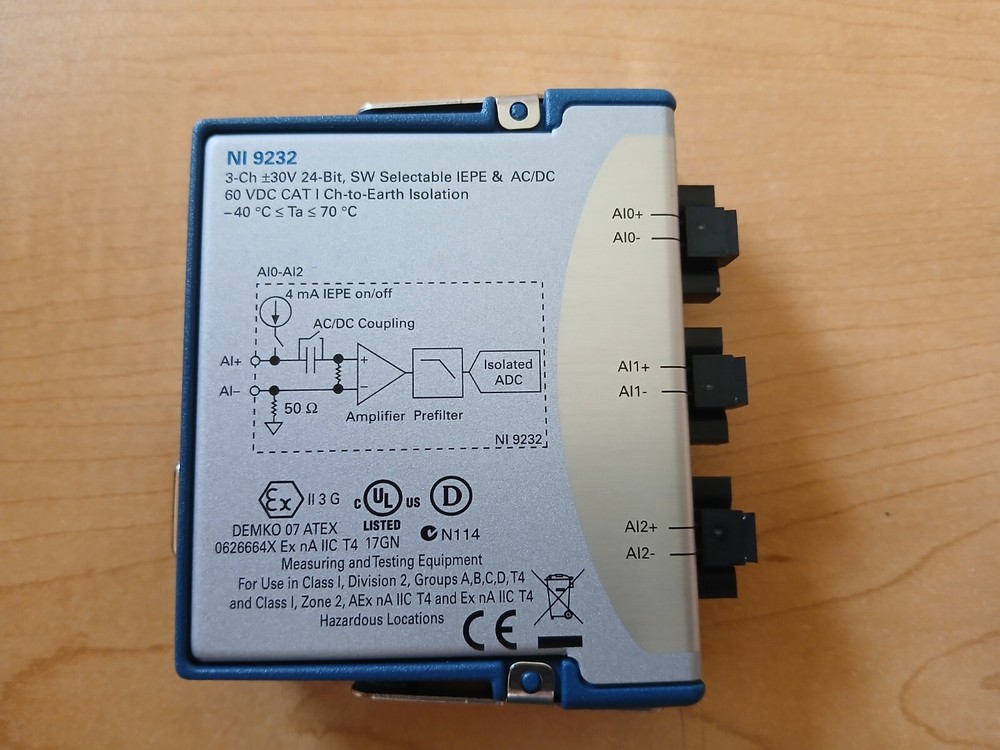 NATIONAL INSTRUMENTS NI 9232 3 CHANNEL SELECTABLE SOUND AND VIBRATION MODULE