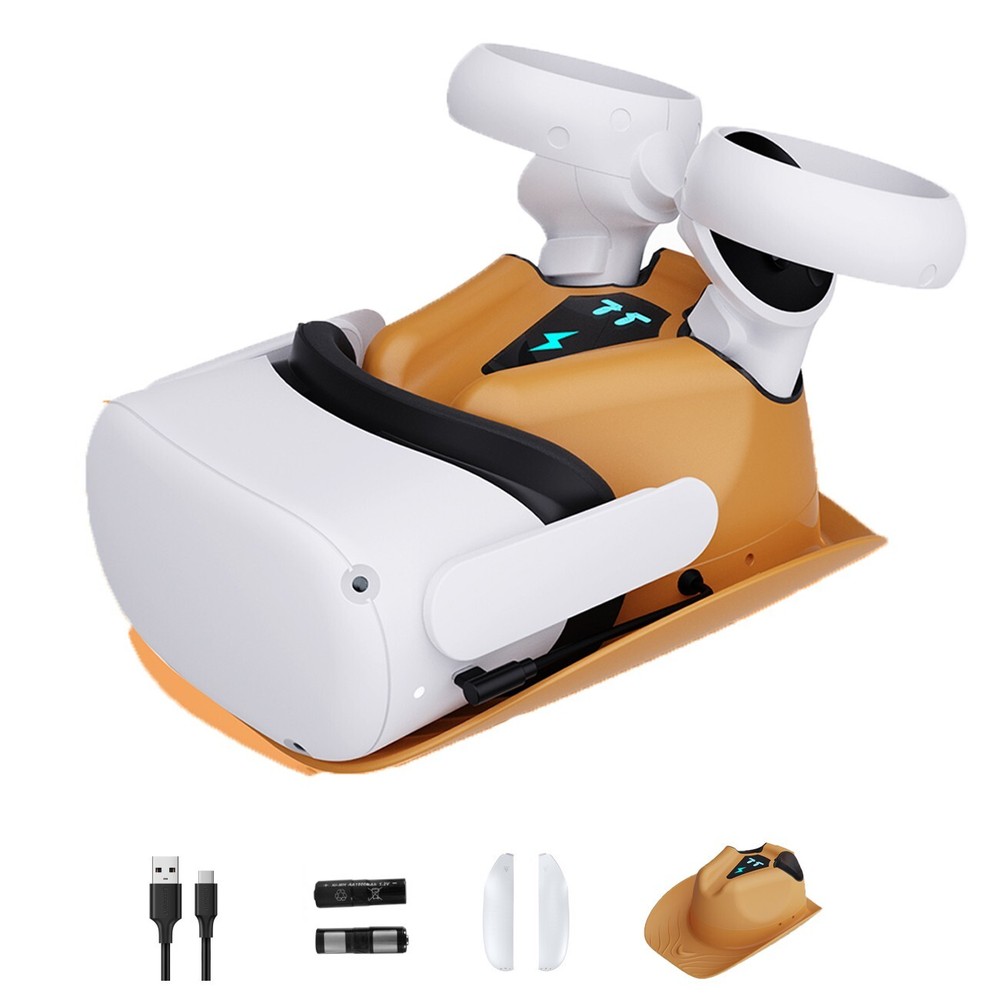 Charging Station Dock for VR Oculus Quest 2 Headset and Controllers +Batteries
