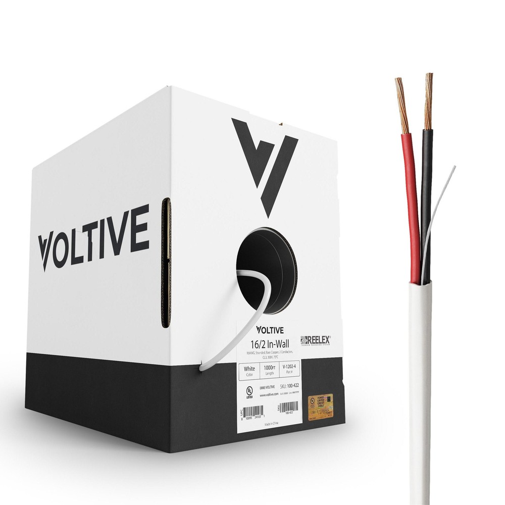 Voltive 16/2 Speaker Wire - CL3 - In-Wall - OFC - 1000ft - White