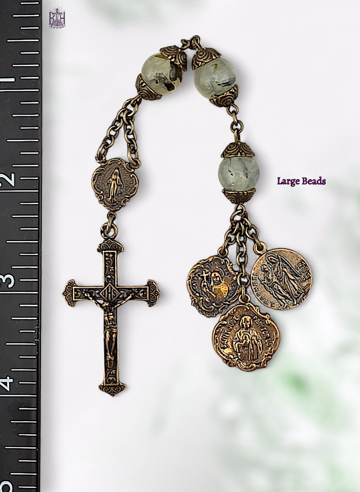 Healing Miracles Saints Jude Rita Raphael 3 Hail Marys Chaplet - Bronze|Prehnite