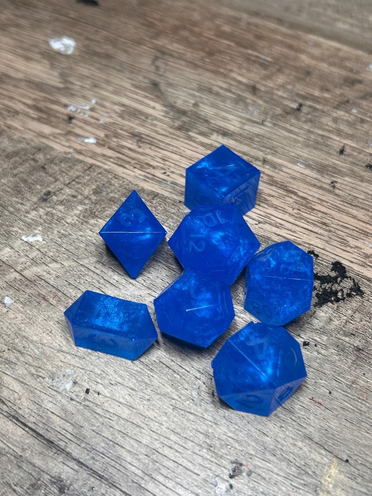 RAW* Dice: Azure Blue _ Resin-Cast Dice Set *See Description* Handmade D&D