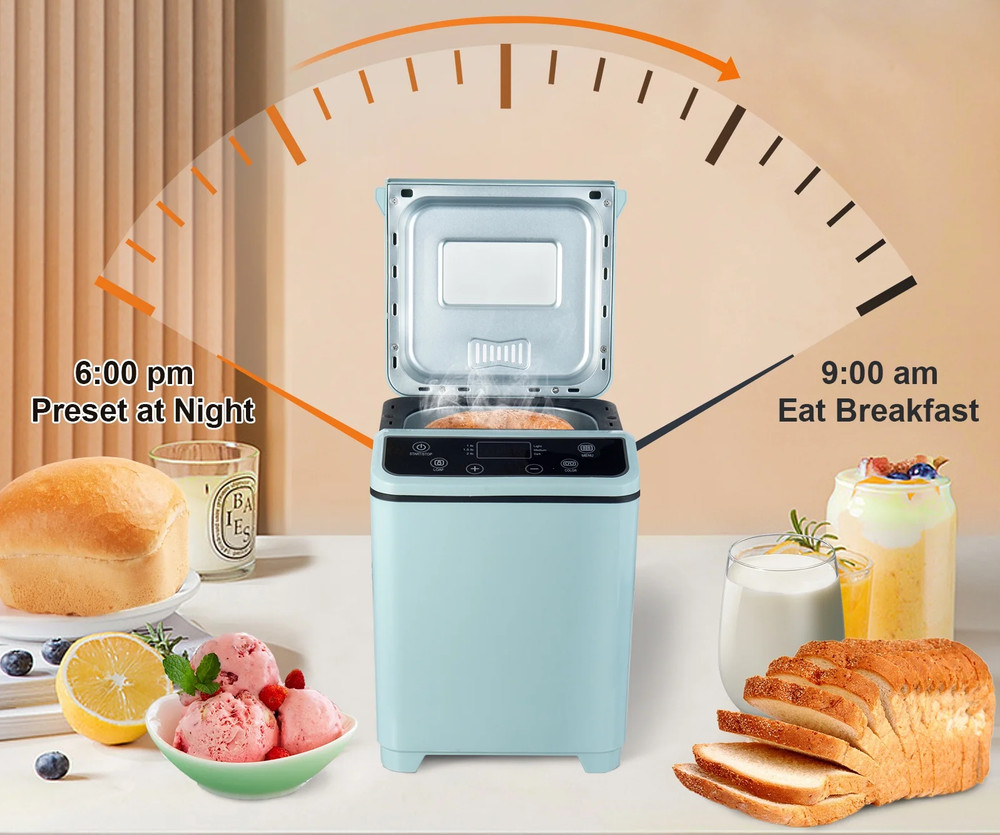 KBS 20-in-1 2LB Fully automatic Bread Maker Machine with Ice cream menu, Green
