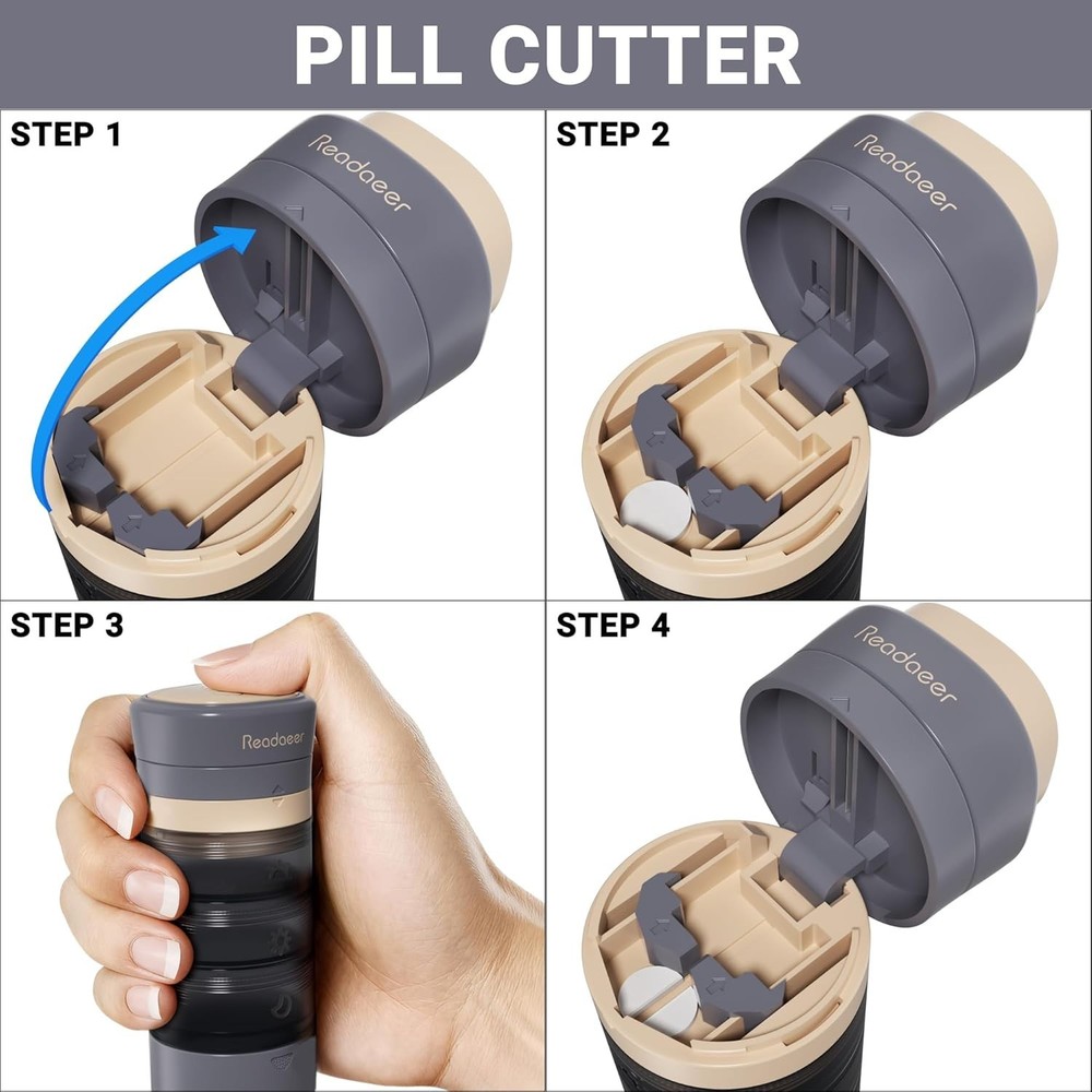 Compact Pharmaceutical Organizer: Pill Cutter, Grinder & Waterproof Case