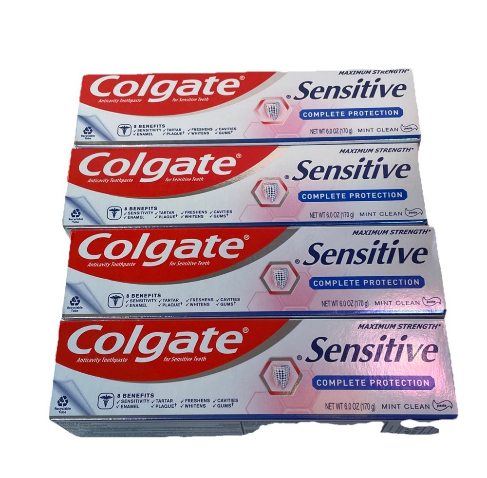 4 pack Colgate Sensitive CompleteProtection Whitening Toothpaste Mint Fluoride
