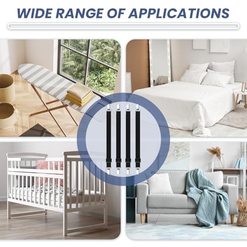 Couch Cover & Bed Sheet Straps, 4 Pack Adjustable（10-60"） Sofa Couch Cover