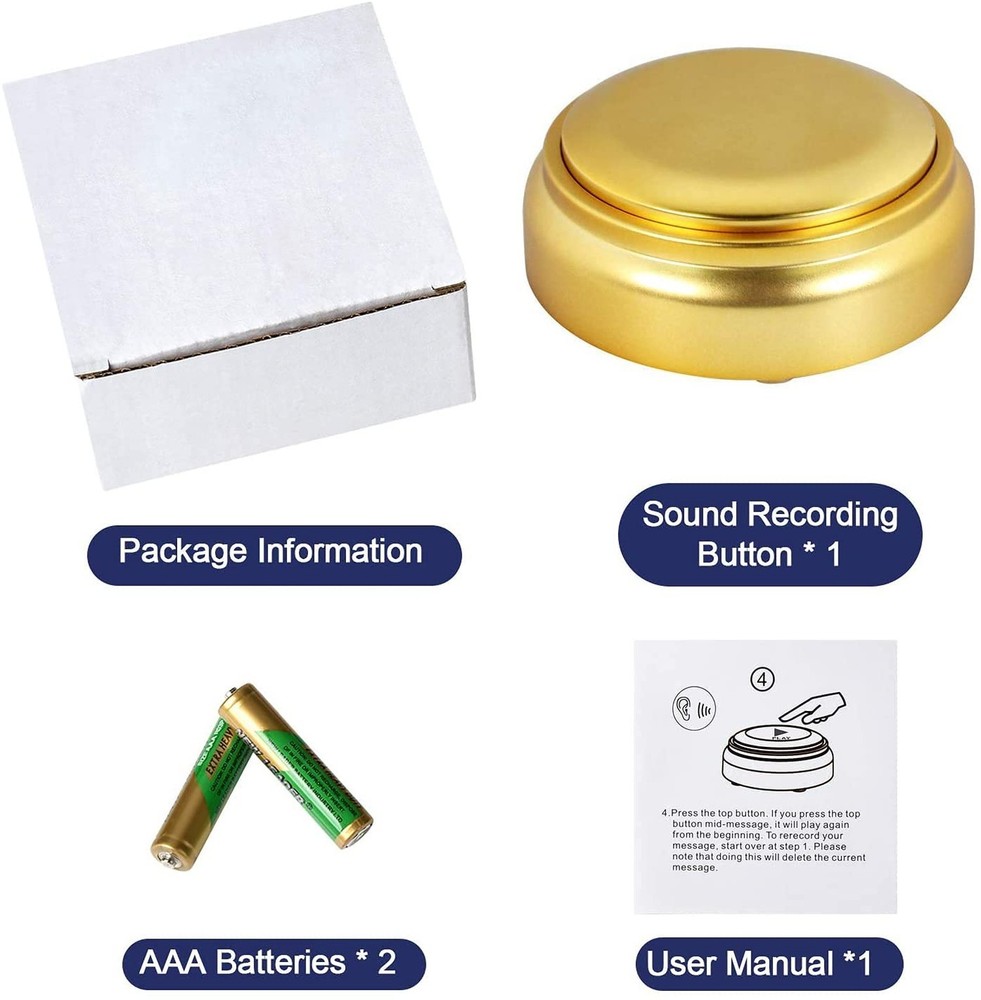 Recordable Buttons Voice Recording Button 30 Second Gold Easy Button,Dog Butt...