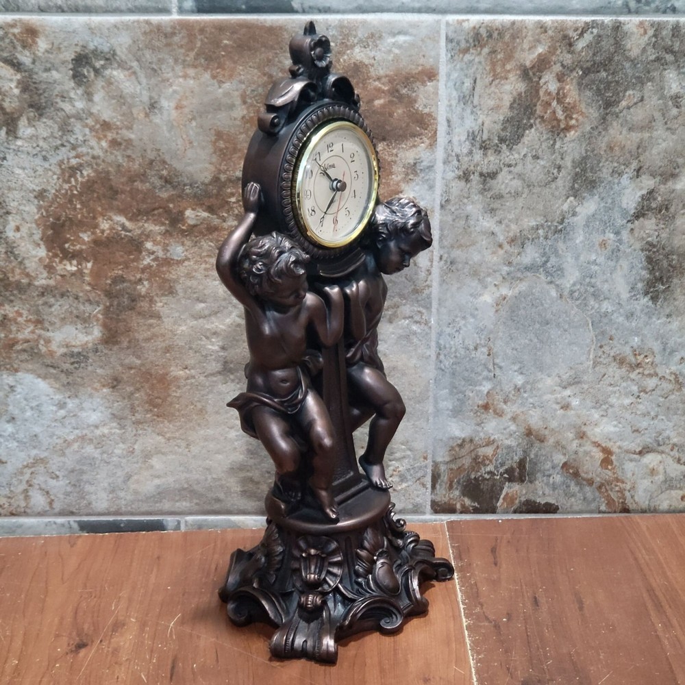 Vintage Bronze Decorative Cherub Clock Home Decor
