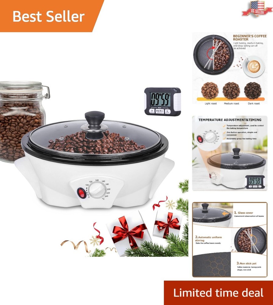 Versatile Home Coffee Bean Roaster with Automatic Mixing Rod - Precise Roasting