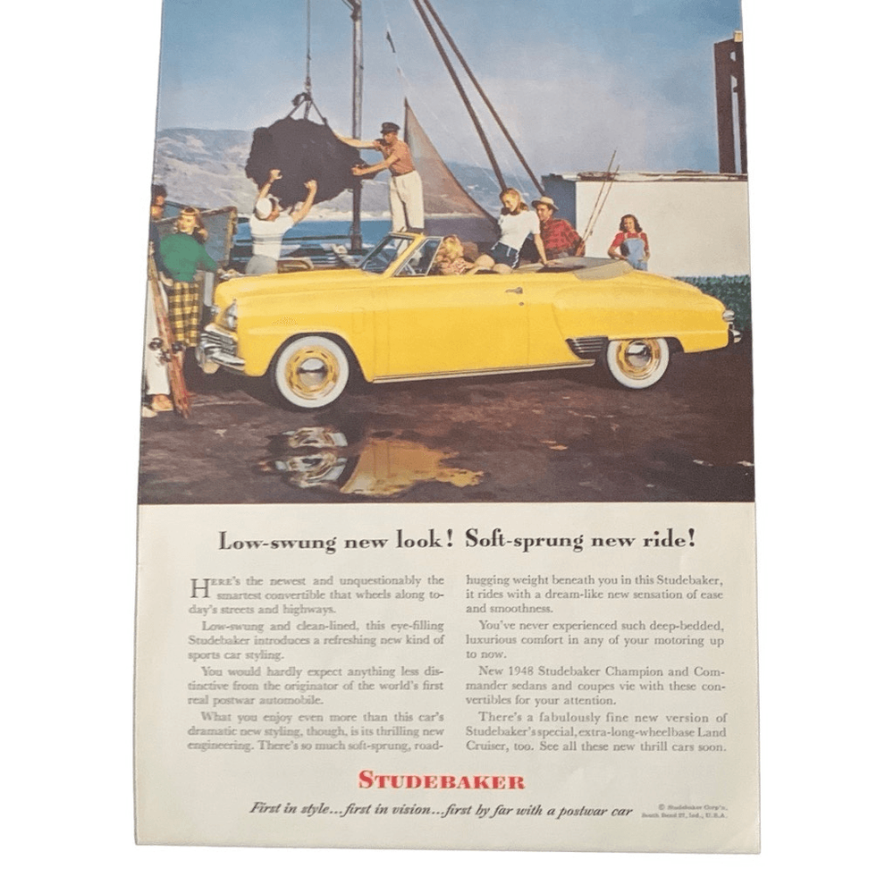 Vintage 1948 Studebaker Low Swung New Look Ad Advertisement