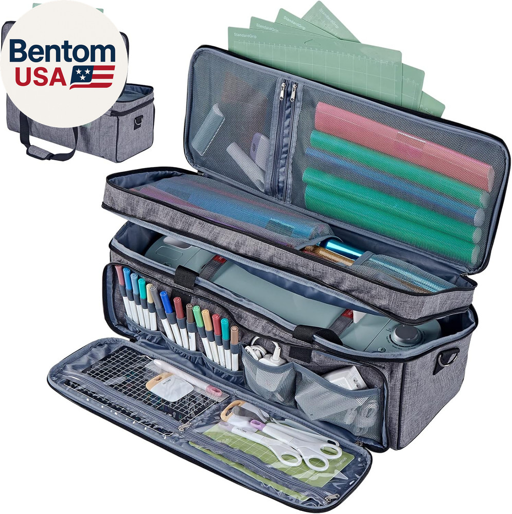 Double Layer Carrying Case with Mat Pocket for Cricut Maker 4, Explore 4, Multi