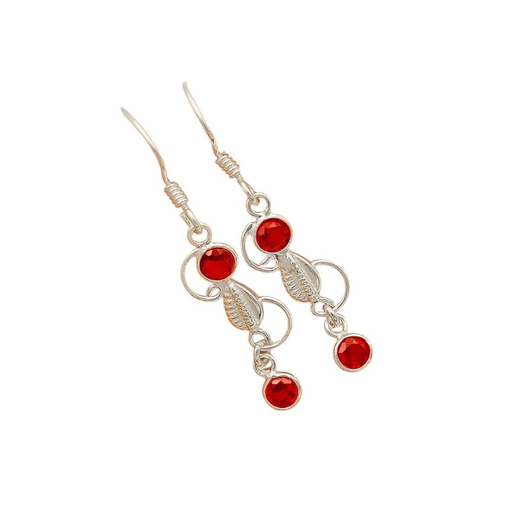 Garnet Solid 925 Sterling Silver Earrings