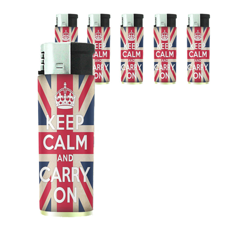 Keep Calm D10 Set of 5 Electronic Butane Lighter