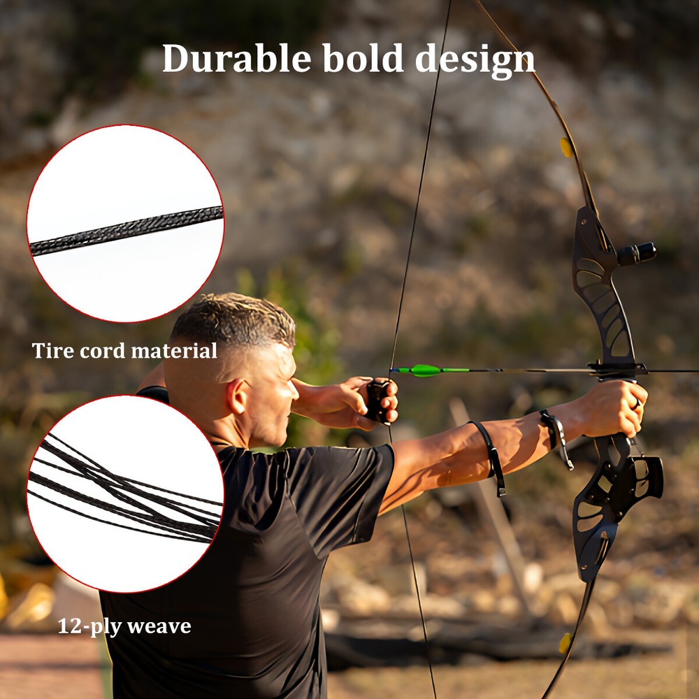 AMO 57" 12 Strands Bow Strings Replacement for Recurve Long Bow Hunting Strings
