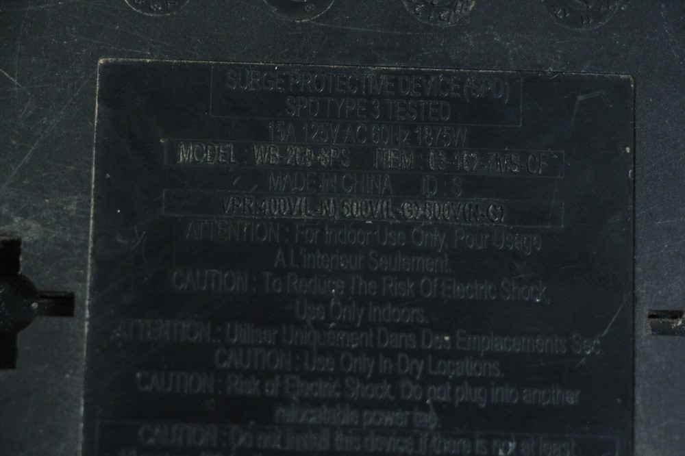 Wattbox Surge Protective Device WB-200-8PS - Working