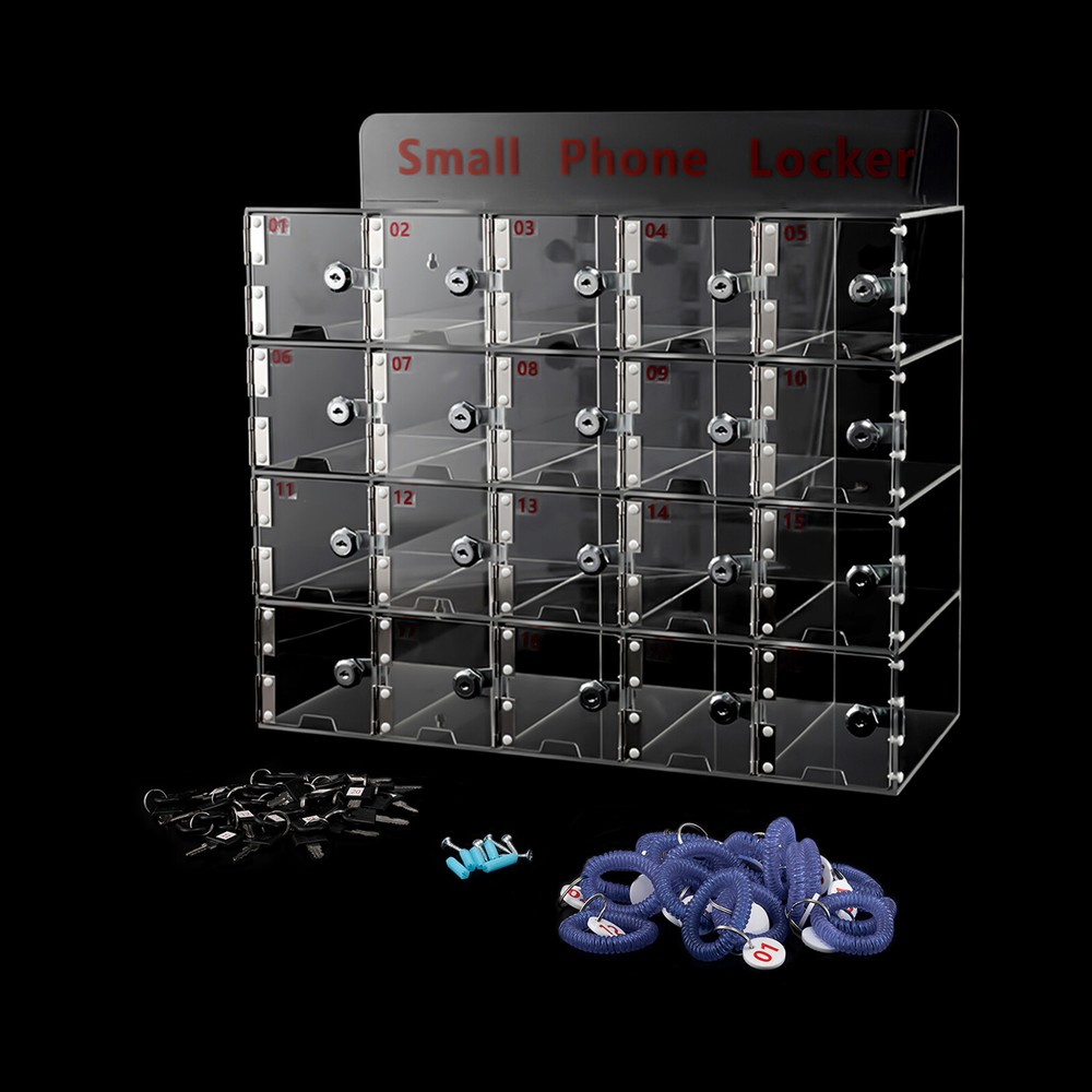 Clear Acrylic Cellphone Locker Rectangular Cell Phone Storage Box with Keys