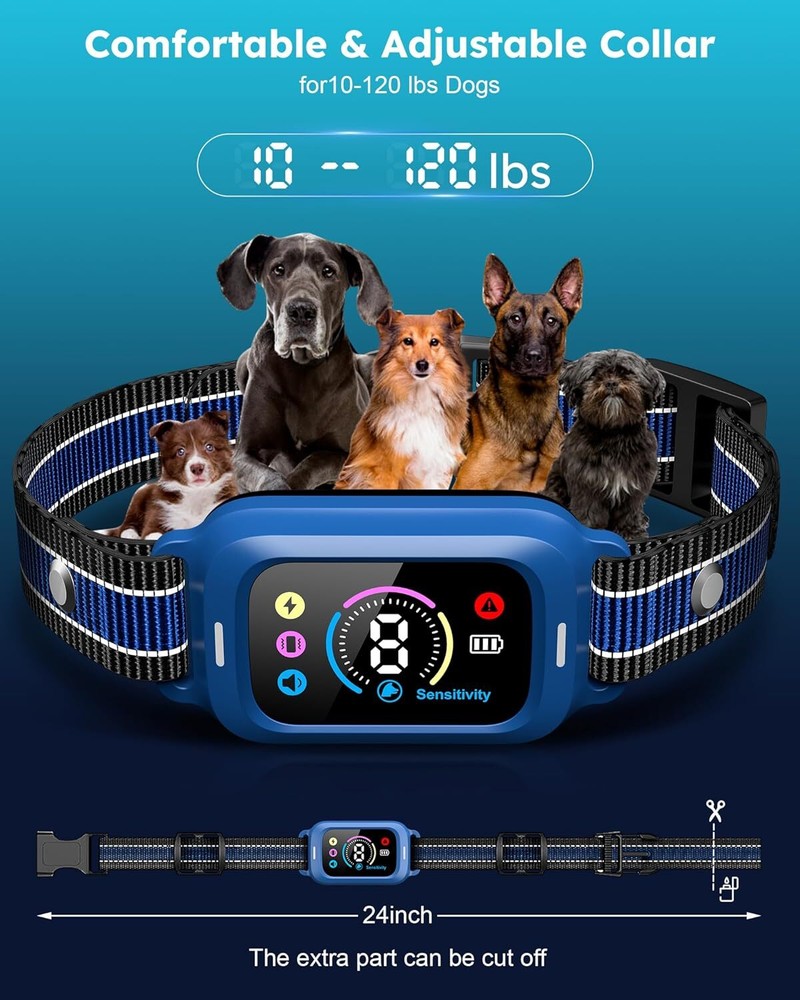 Dog Bark Collar - Automatic Anti Barking Collar with 8 Sensitivity, Rechargeable