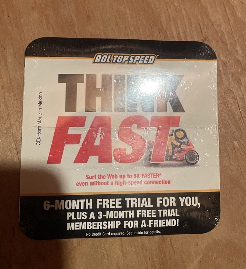 Vintage Sealed AOL Top Speed Think Fast CD Rom with Bar Code