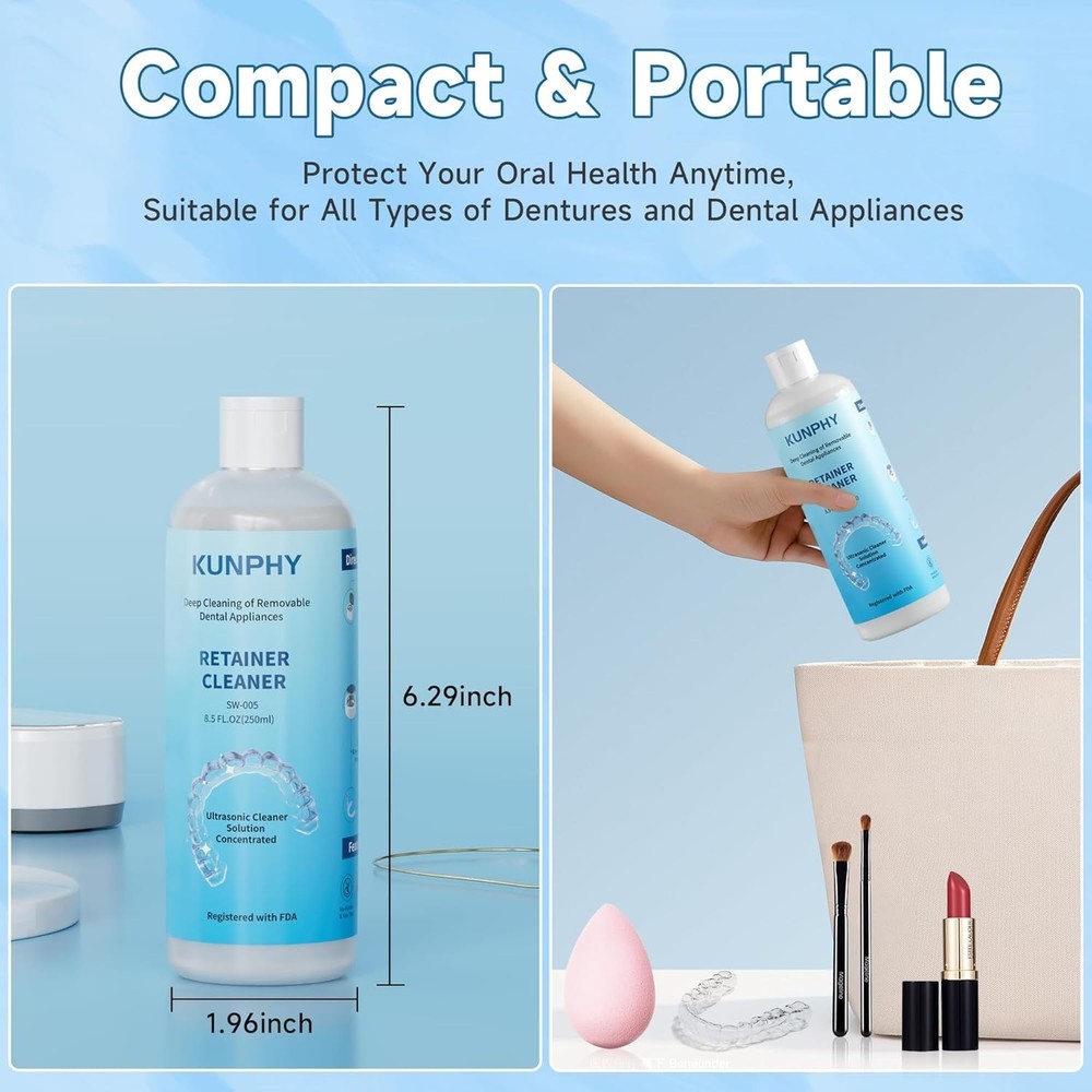 Professional Ultrasonic Retainer Cleaner Solution - Remove Odors & Stains 250ml