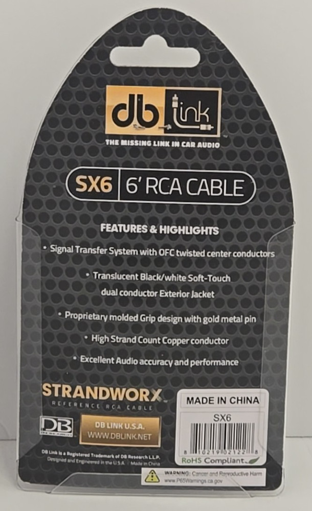 DB Link® Twisted-Pair Strandworx® Series RCA Cable (6 Ft.)